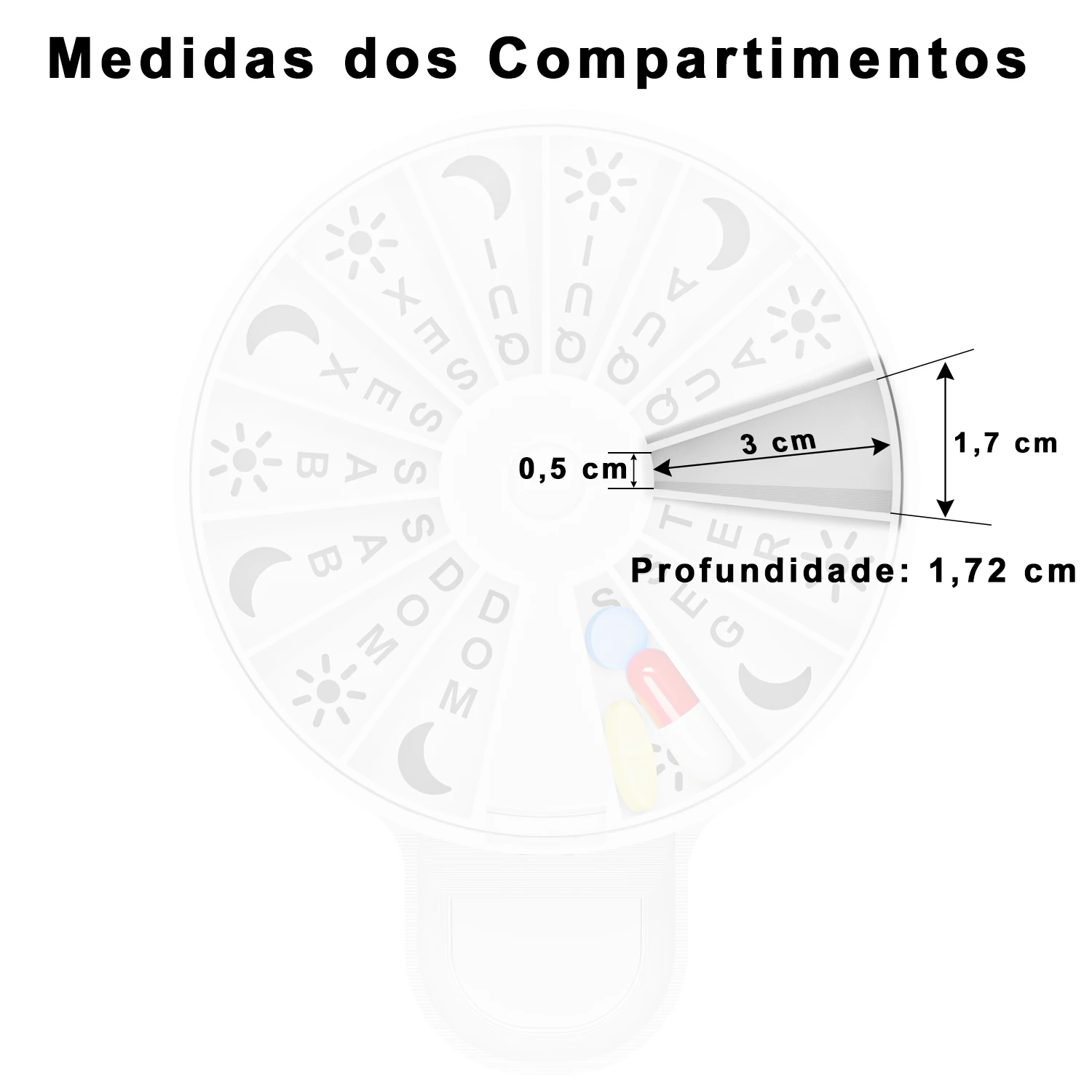 Porta comprimido organizador de medicamentos automático medidas internas