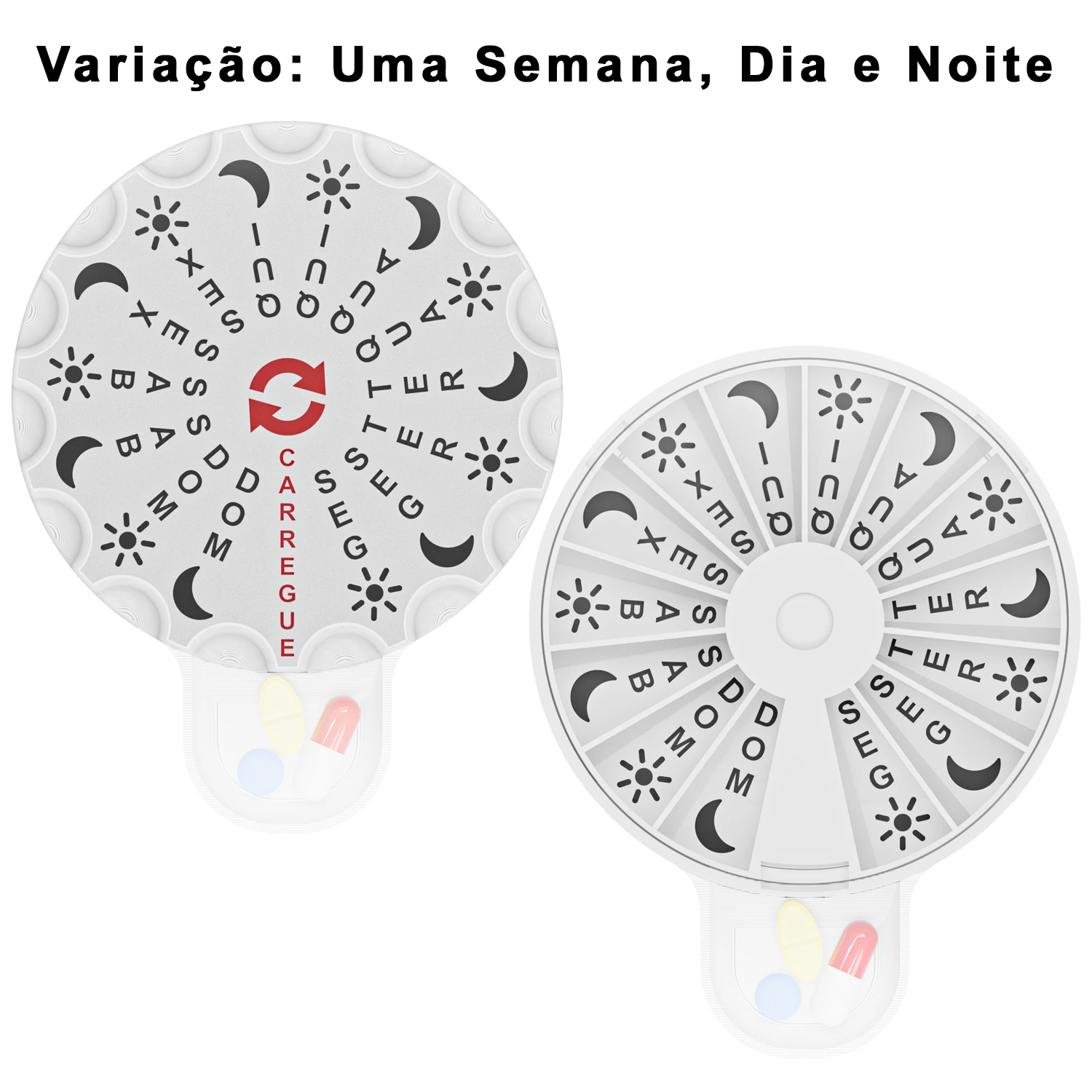 Porta comprimido organizador de medicamentos automático vista superior modelo 1